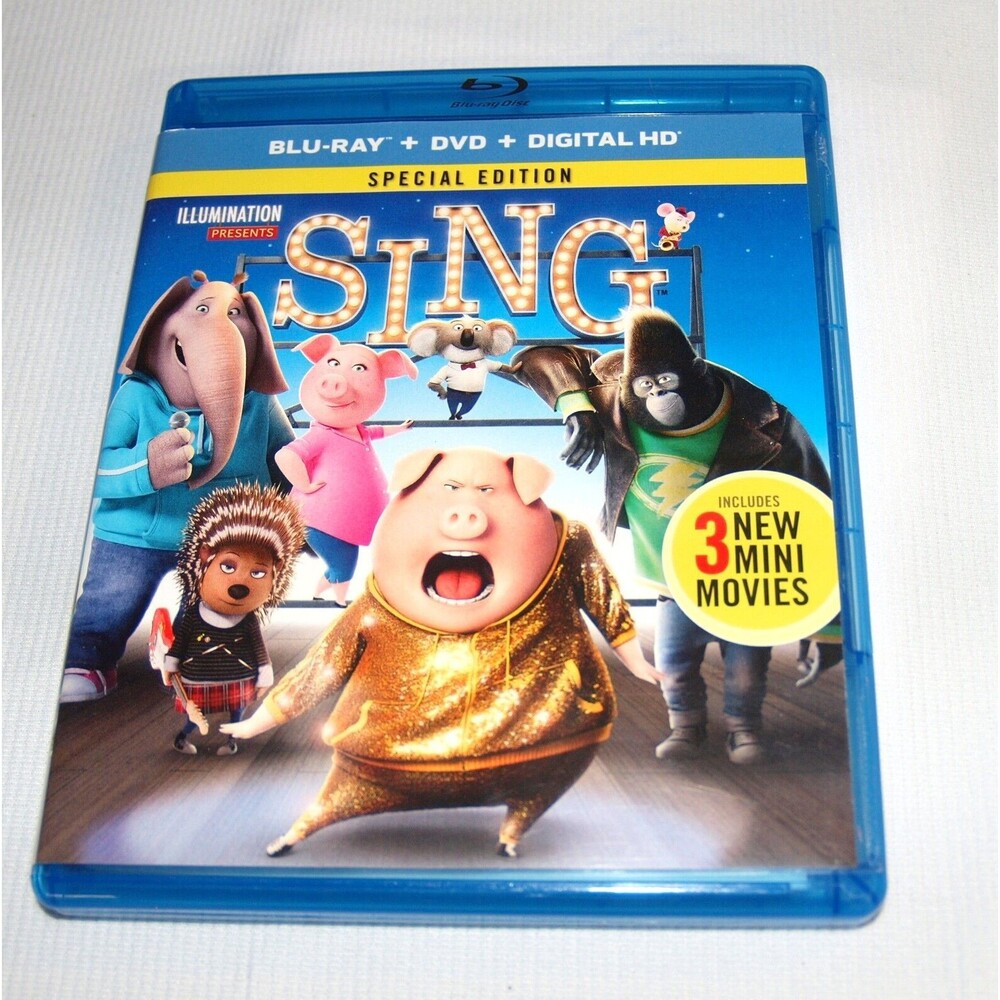 Sing Special Edition Blu Ray by Illumination includes 3 mini movies & bonuses